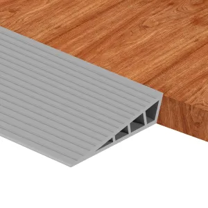 0.8 Rise Threshold Ramps for Doorways, Floor Transition Strip Self-Adhesive with Anti-Slip Stripes, Waterproof Vinyl Gap Cover for Wood Tile Flooring, Wheelchair & Walker Friendly (Grey, 40 in)