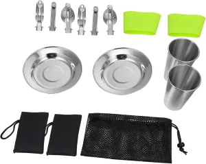 1 Set Portable Stainless Steel Camping Tableware Set Rustproof Cutlery Kit for Outdoor Picnic and Hiking Easy to Clean Lightweight and Durable