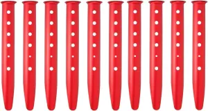 10 PCS Camping Aluminum U-Shaped Tent Stakes, Heavy Duty Ground Anchors for Sand and Snow - Lightweight, Reliable for Camping Hiking (Red)