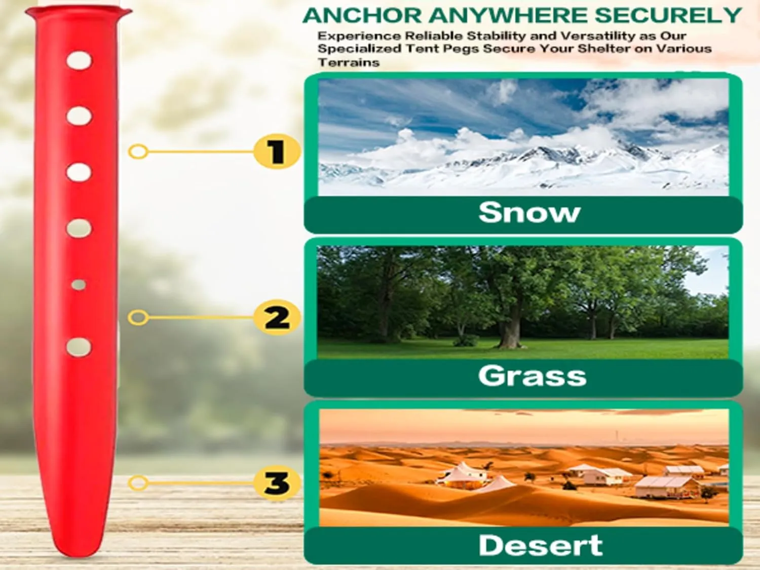 10 PCS Camping Aluminum U-Shaped Tent Stakes, Heavy Duty Ground Anchors for Sand and Snow - Lightweight, Reliable for Camping Hiking (Red)