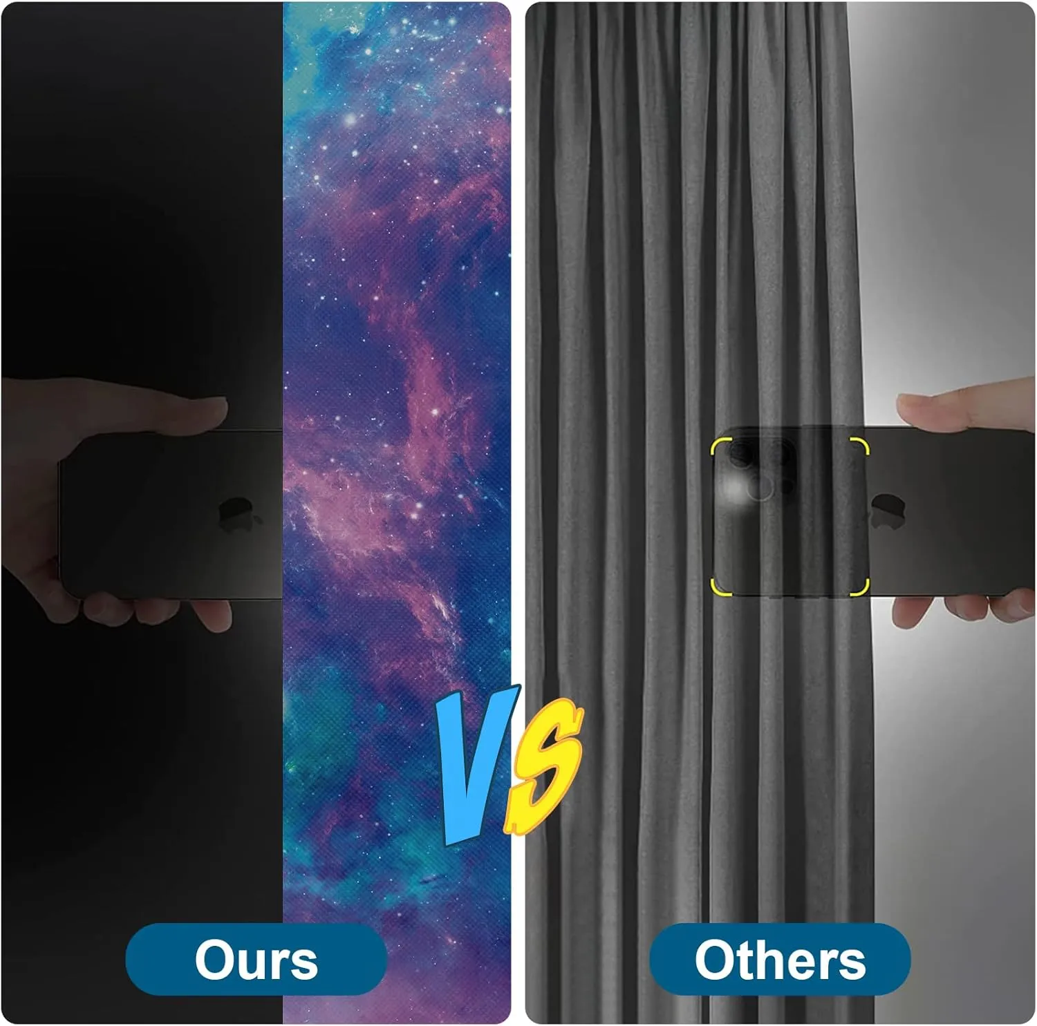 100% Blackout Curtains for Bedroom, Portable DIY Window Blinds, No Drill Window Shades & Blackout Blinds with Stickers & Tabs for Travel, Dorm Room, Media Room (Starry Sky, 157" x 57")