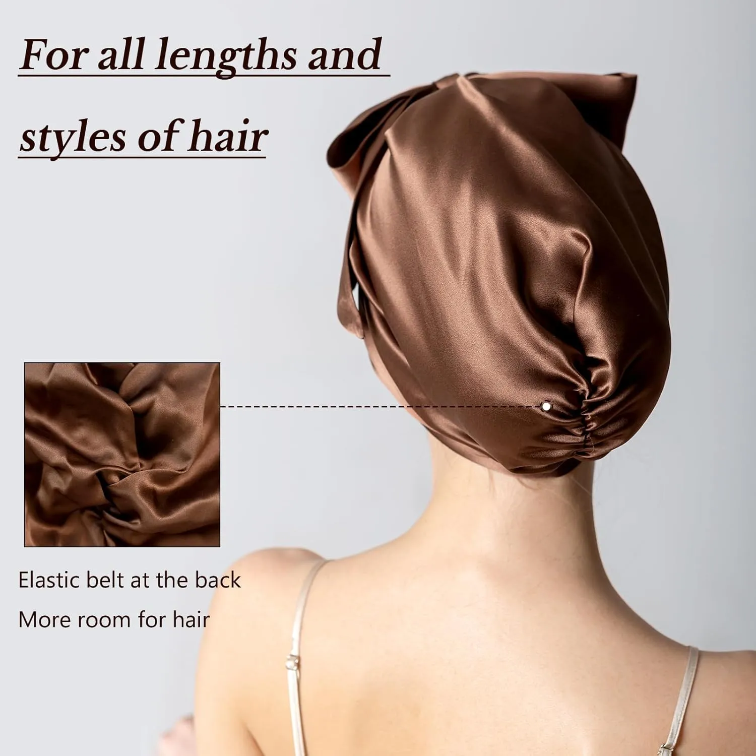 100% Mulberry Silk Sleep Cap for Women, Pure Mulberry Hair Bonnet, Anti-Frizz Head Wrap with Elastic Stay On Head