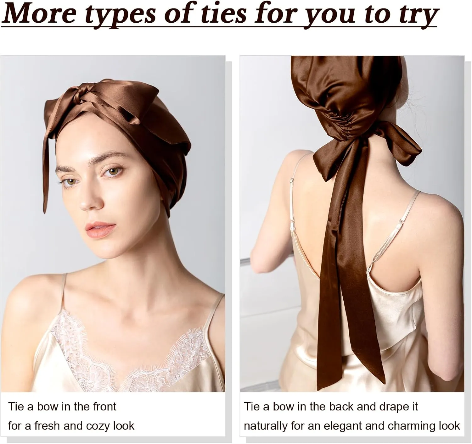100% Mulberry Silk Sleep Cap for Women, Pure Mulberry Hair Bonnet, Anti-Frizz Head Wrap with Elastic Stay On Head