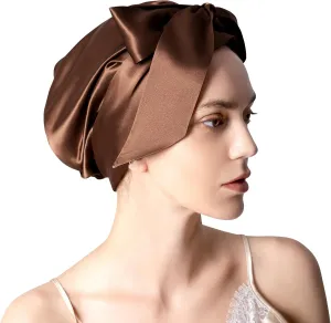 100% Mulberry Silk Sleep Cap for Women, Pure Mulberry Hair Bonnet, Anti-Frizz Head Wrap with Elastic Stay On Head