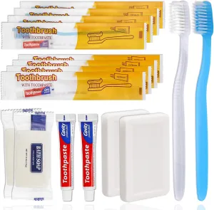 100 Pack Disposable Toothbrushes with Toothpaste and Soap Individually Wrapped, 100 pcs Toothbrushes (Blue, White) with 100 pcs Bar Soap(0.5 oz)
