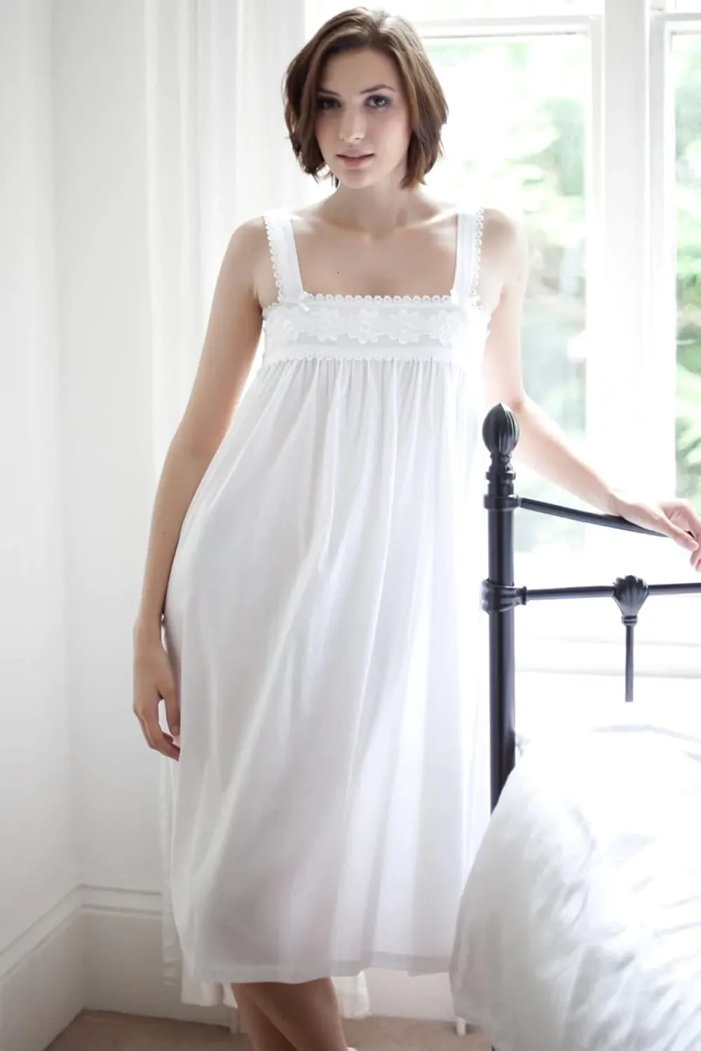 100% pure organic cotton nightgown Victorian style sleeveless sleepwear nightdress beachwear gown