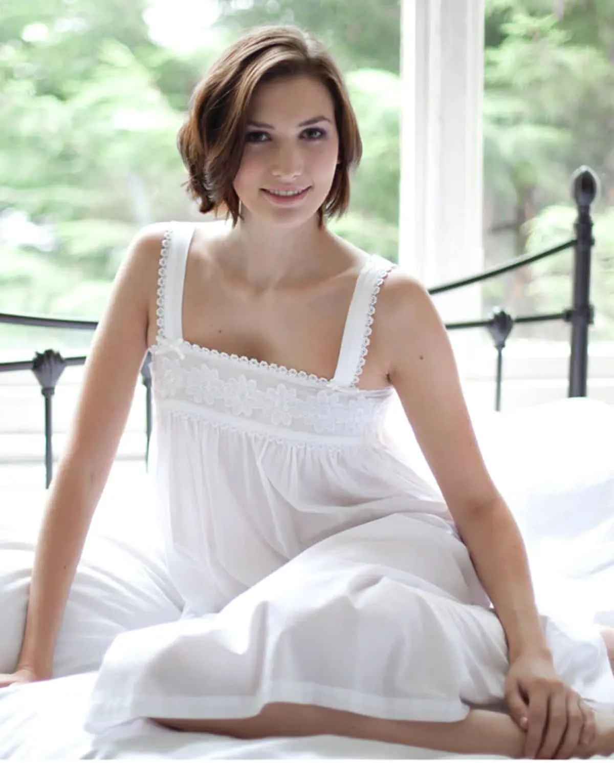 100% pure organic cotton nightgown Victorian style sleeveless sleepwear nightdress beachwear gown