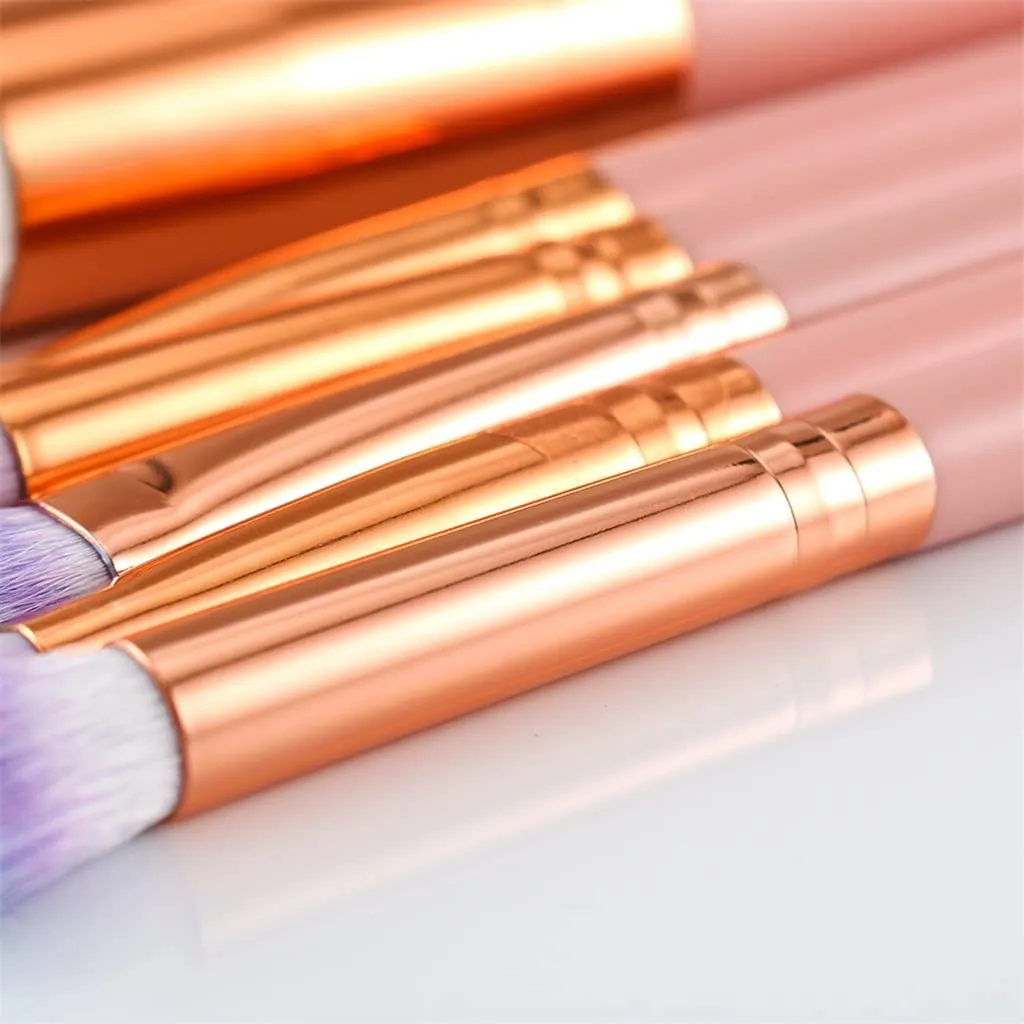 10pcs Makeup Brushes Set Foundation Powder Eye Shadow Blush Blending Lip Fan Make Up Brush Kit Cosmetic Tool Kit
