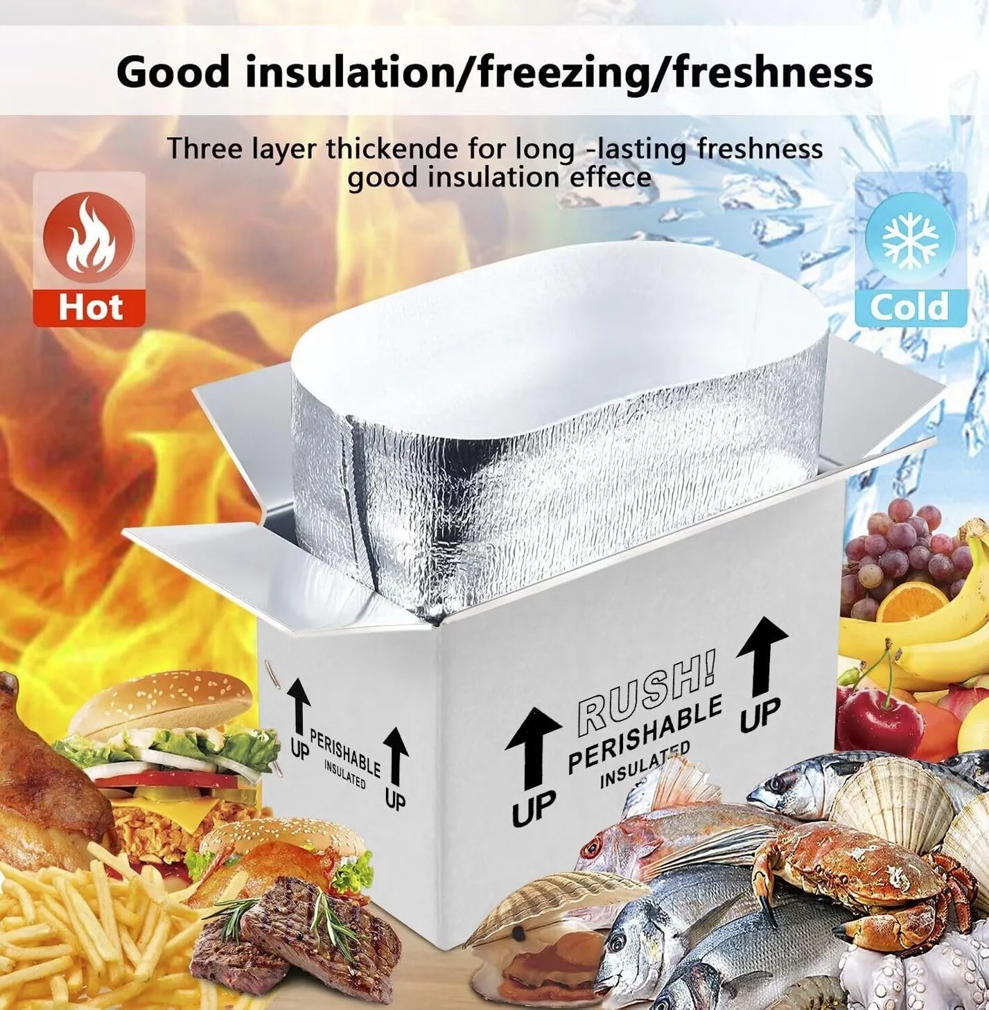 10x6x7'' 4 Pack Insulated Shipping Boxes with Aluminum Foil Liner,Double Insulated Carton for Frozen Food and hot,Reusable Perishable Shipper Cooler Box, Small Mailing Box for Shipping(White)