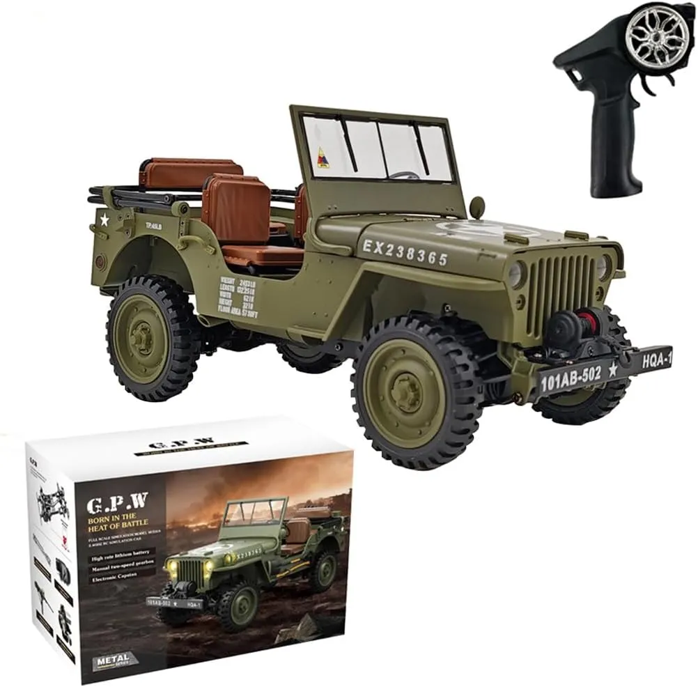 1/14 U.S. RC Off Road Car, 2.4G Mini Climbing Remote Control Car with Headlights Dual-Speed Switching, Electric Buggy Crawler Command Vehicle Toy Gift for Adults -RTR