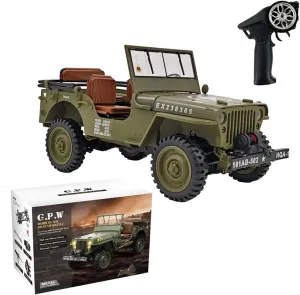1/14 U.S. RC Off Road Car, 2.4G Mini Climbing Remote Control Car with Headlights Dual-Speed Switching, Electric Buggy Crawler Command Vehicle Toy Gift for Adults -RTR