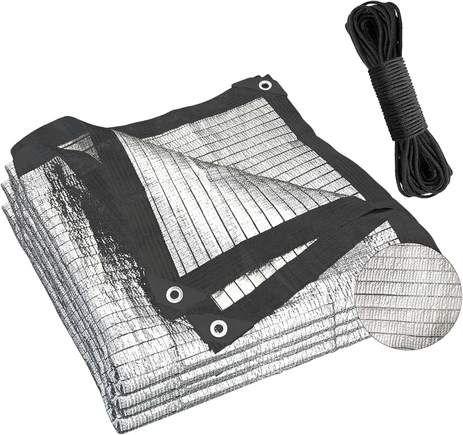 13x20Ft Silver Reflective 80% Aluminet Shade Cloth with Grommets - for Cars,Boats,Kennel,Protective Cover,Outdoor. Durable Reflective Heat tarp