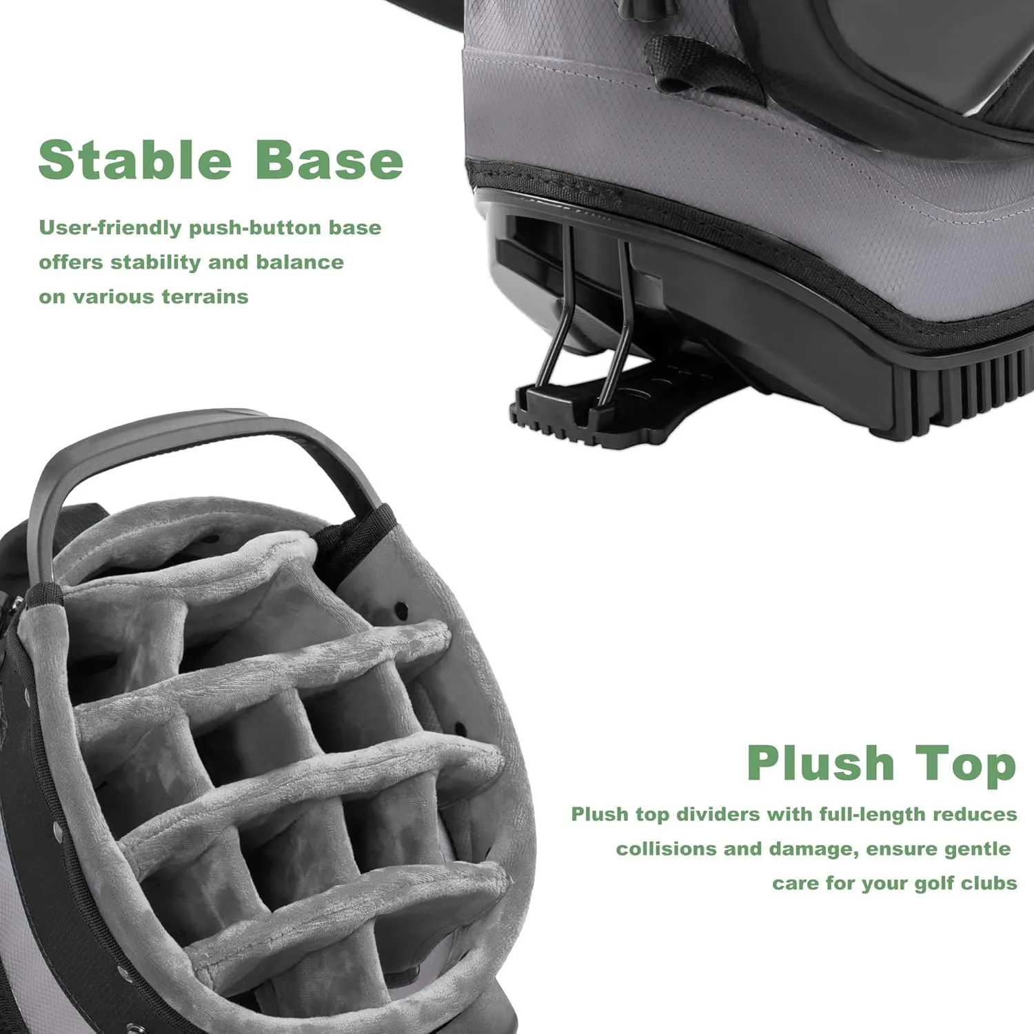 14-Way Golf Stand Bag,Premium Lightweight Golf Bag with Full-Length Dividers, Interchangeable PE-Padded Straps & Stabilizing Kickstand - Plush-Lined Top with Waterproof Cover