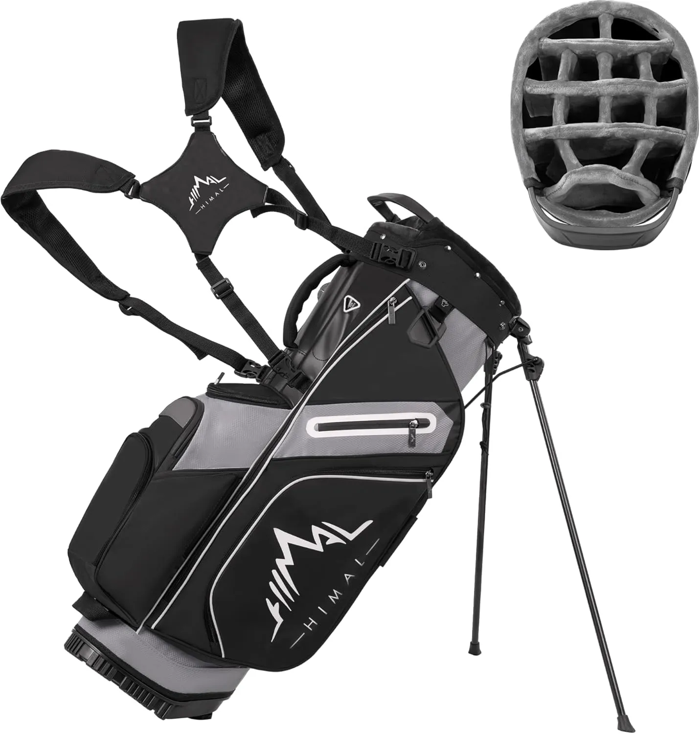 14-Way Golf Stand Bag,Premium Lightweight Golf Bag with Full-Length Dividers, Interchangeable PE-Padded Straps & Stabilizing Kickstand - Plush-Lined Top with Waterproof Cover
