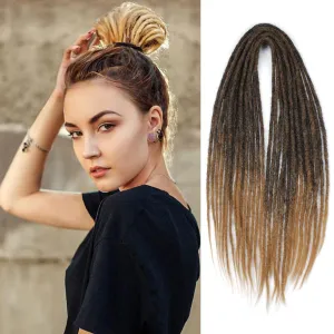 15 pcs Double Ended Dreadlock Extensions, 24 inch Ombre Brown Thin 0.6cm Fake Dreads Extensions, DE Synthetic Dreadlock Extensions Reggae Hippie Dreads for Women