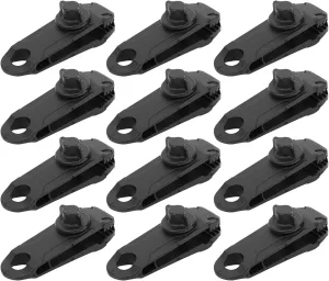 15Pcs Tarp Clips, Heavy Duty Lock Grip Windproof Tent Clip Locking Thumb Screw Clip Tent Fixed Buckle Awning Tarp Clamps for Outdoor Camping Canopy, Black