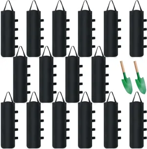 16 Pack Canopy Weights Sand Bags, 224 LBS Extra Large Canopy Sand Bags with Sand Shovel for Windproof Pop Up Tent Gazebo Canopy Outdoor Shelter Umbrella Pool Ladder Without Sand, Black