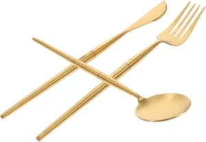 1Set Camping Cutlery Detachable Stainless Steel Spoon Fork Kit with Case Reusable Heavy Duty Eating Utensils for Travel Camping and Daily Use