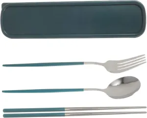 1set Portable Cutlery Travel Utensils Chopsticks Fork Spoon Lightweight and for Outdoor Dining Camping and Daily Use Includes Portable Cutlery Case