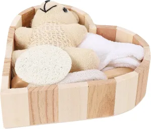 1Set Stylish Bathing Supplies Set Rubbing Bath Tools Kit Heart Present Box for Gentle Cleansing and Exfoliation for Home Travel and Hotel Use