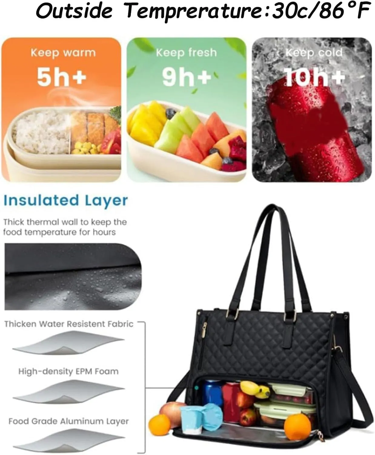 2 in 1 Tote Bag Lunch Bag Combo for Women, 15.6″ Laptop Bag with Insulated Compartment for Daily Office, School and Travel