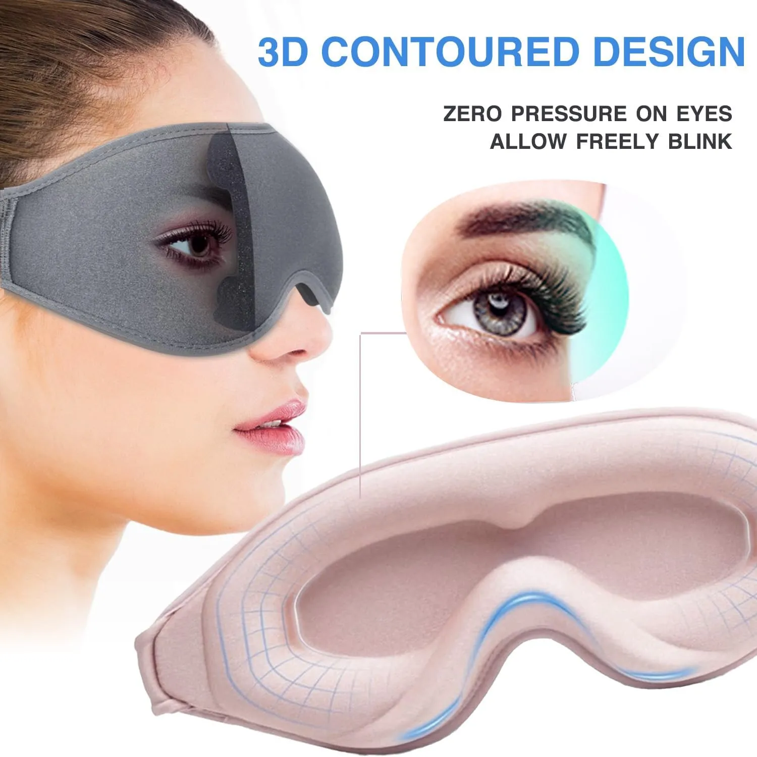 2 Pack Eye Mask for Sleeping - AUPHIL 3D Contoured Eye Mask with Eye Cup Blackout Sleeping Mask, Zero Pressure Eye Cover Sleep Mask for Women Men Side Sleeper 100% Light Blocking Blindfold