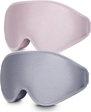2 Pack Eye Mask for Sleeping - AUPHIL 3D Contoured Eye Mask with Eye Cup Blackout Sleeping Mask, Zero Pressure Eye Cover Sleep Mask for Women Men Side Sleeper 100% Light Blocking Blindfold