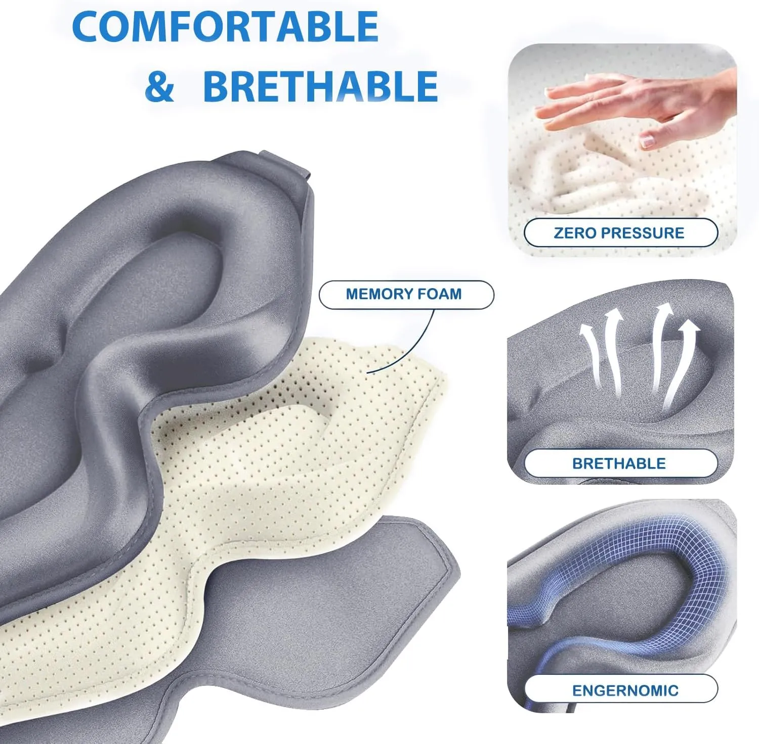 2 Pack Eye Mask for Sleeping - AUPHIL 3D Contoured Eye Mask with Eye Cup Blackout Sleeping Mask, Zero Pressure Eye Cover Sleep Mask for Women Men Side Sleeper 100% Light Blocking Blindfold