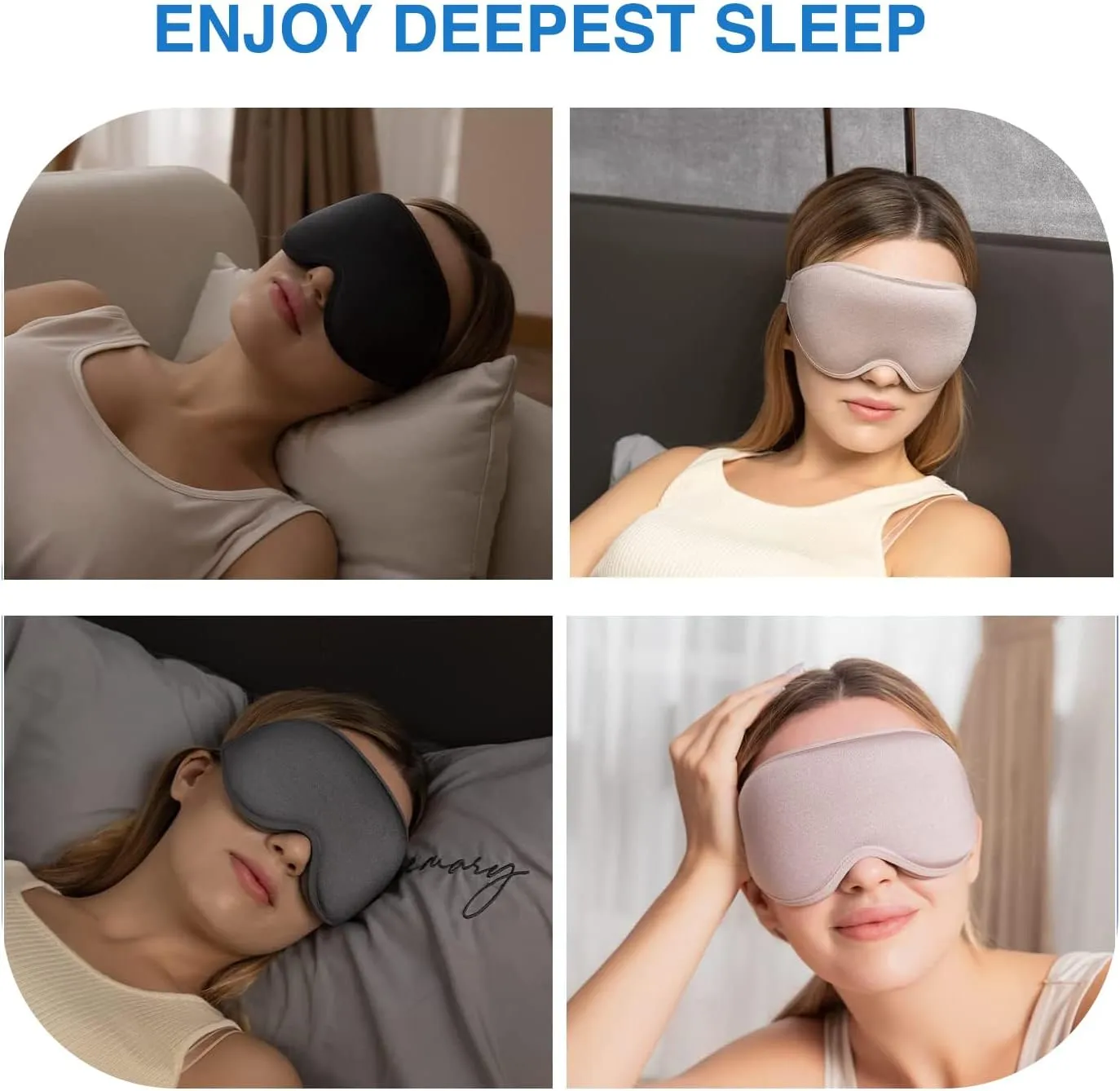 2 Pack Eye Mask for Sleeping - AUPHIL 3D Contoured Eye Mask with Eye Cup Blackout Sleeping Mask, Zero Pressure Eye Cover Sleep Mask for Women Men Side Sleeper 100% Light Blocking Blindfold