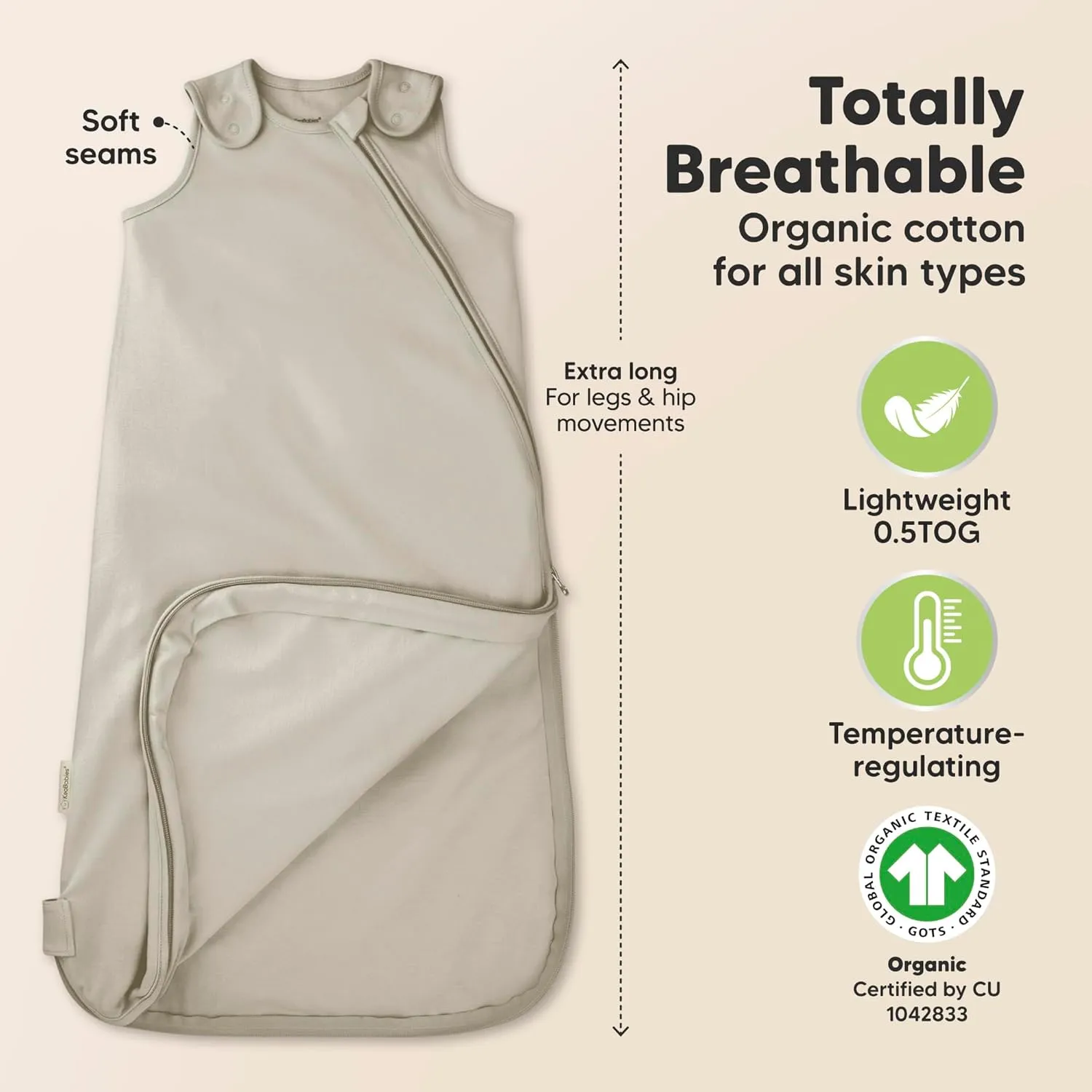 2-Pack Organic Baby Sleep Sacks, 100% Cotton - Soft & Breathable 0.5TOG Baby Wearable Blanket, Toddler Sleeping Sack 6-18 months, Easy to Wear Transitional Swaddles for Newborns, Infants (Nordic, M)