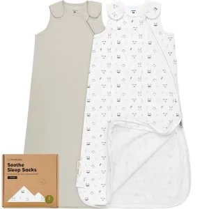 2-Pack Organic Baby Sleep Sacks, 100% Cotton - Soft & Breathable 0.5TOG Baby Wearable Blanket, Toddler Sleeping Sack 6-18 months, Easy to Wear Transitional Swaddles for Newborns, Infants (Nordic, M)