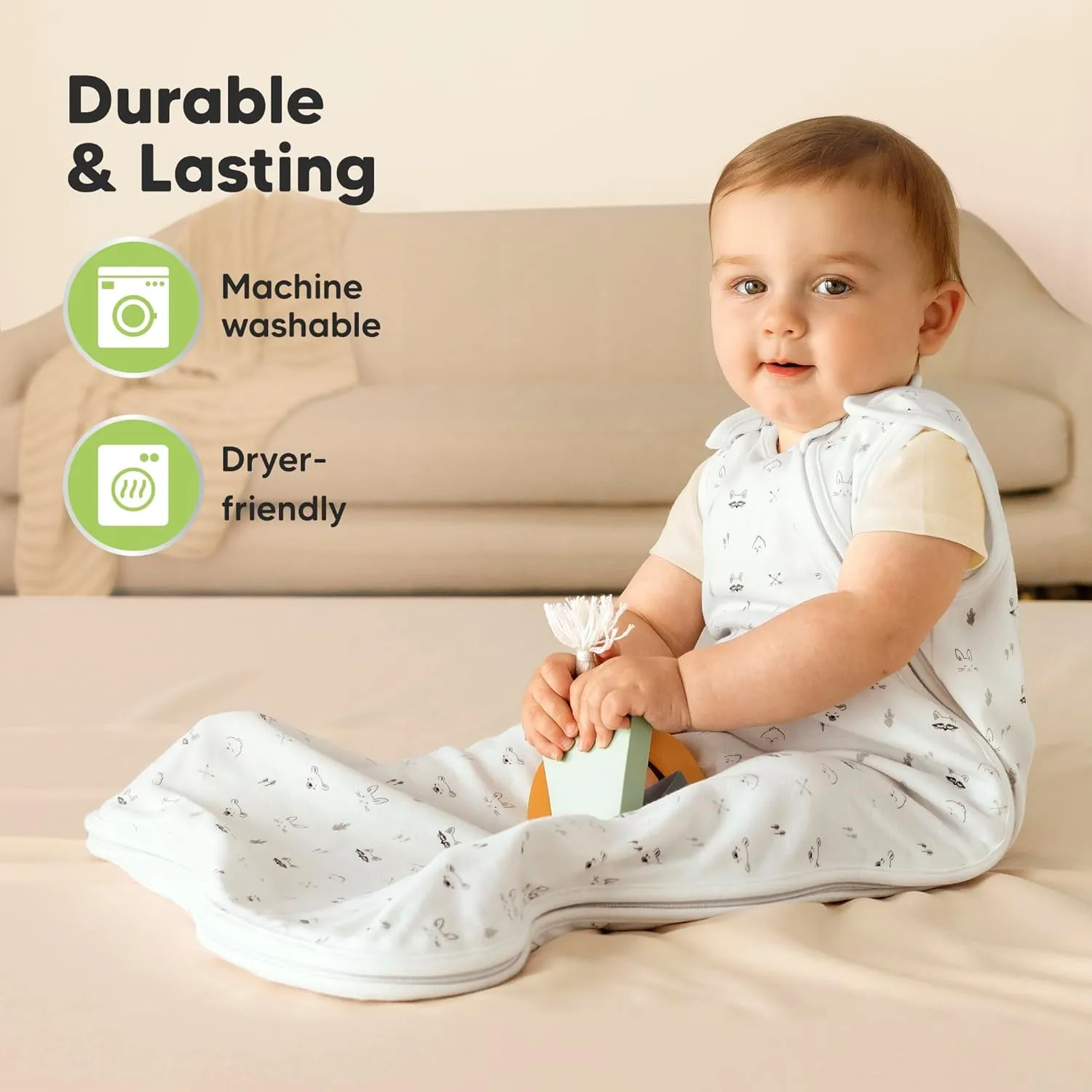 2-Pack Organic Baby Sleep Sacks, 100% Cotton - Soft & Breathable 0.5TOG Baby Wearable Blanket, Toddler Sleeping Sack 6-18 months, Easy to Wear Transitional Swaddles for Newborns, Infants (Nordic, M)