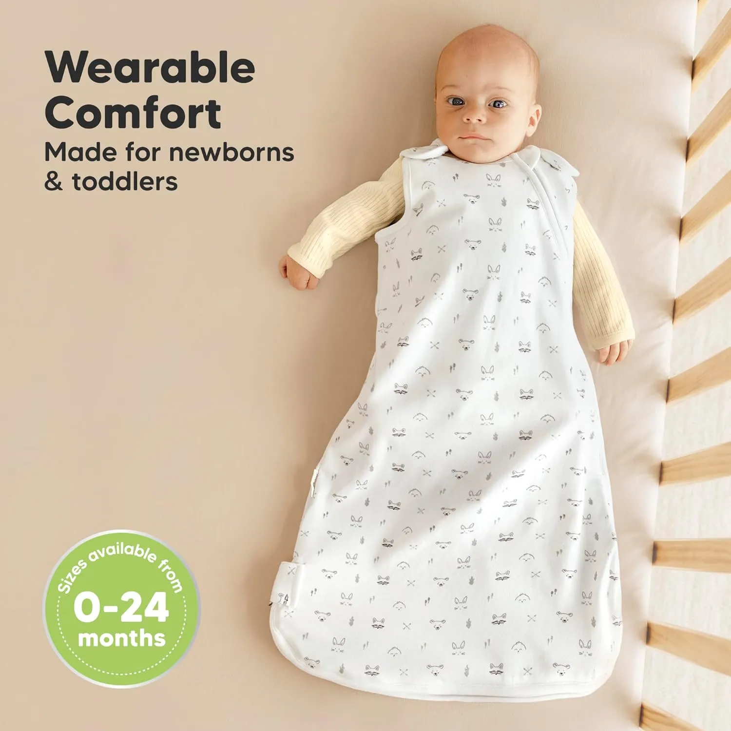 2-Pack Organic Baby Sleep Sacks, 100% Cotton - Soft & Breathable 0.5TOG Baby Wearable Blanket, Toddler Sleeping Sack 6-18 months, Easy to Wear Transitional Swaddles for Newborns, Infants (Nordic, M)