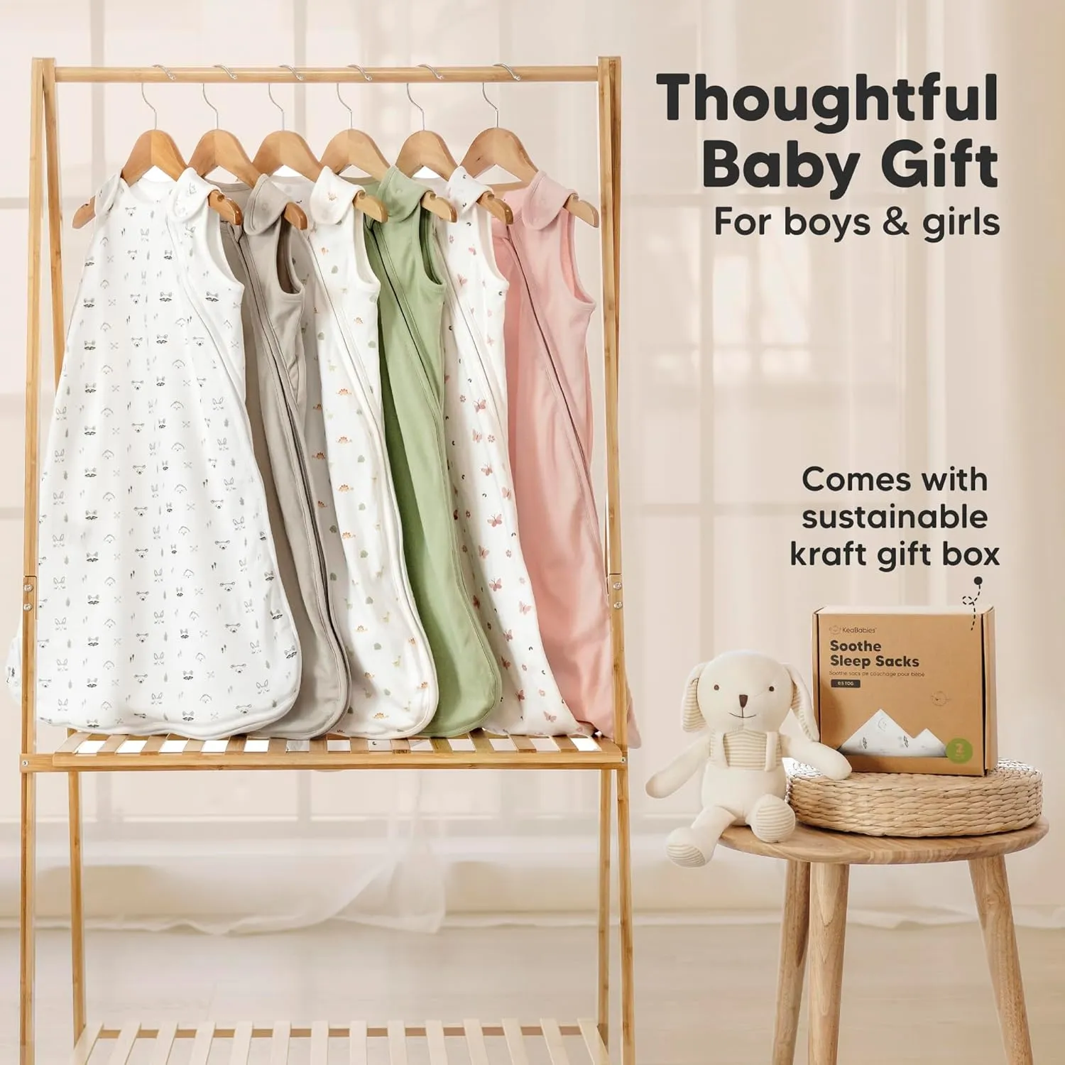 2-Pack Organic Baby Sleep Sacks, 100% Cotton - Soft & Breathable 0.5TOG Baby Wearable Blanket, Toddler Sleeping Sack 6-18 months, Easy to Wear Transitional Swaddles for Newborns, Infants (Nordic, M)
