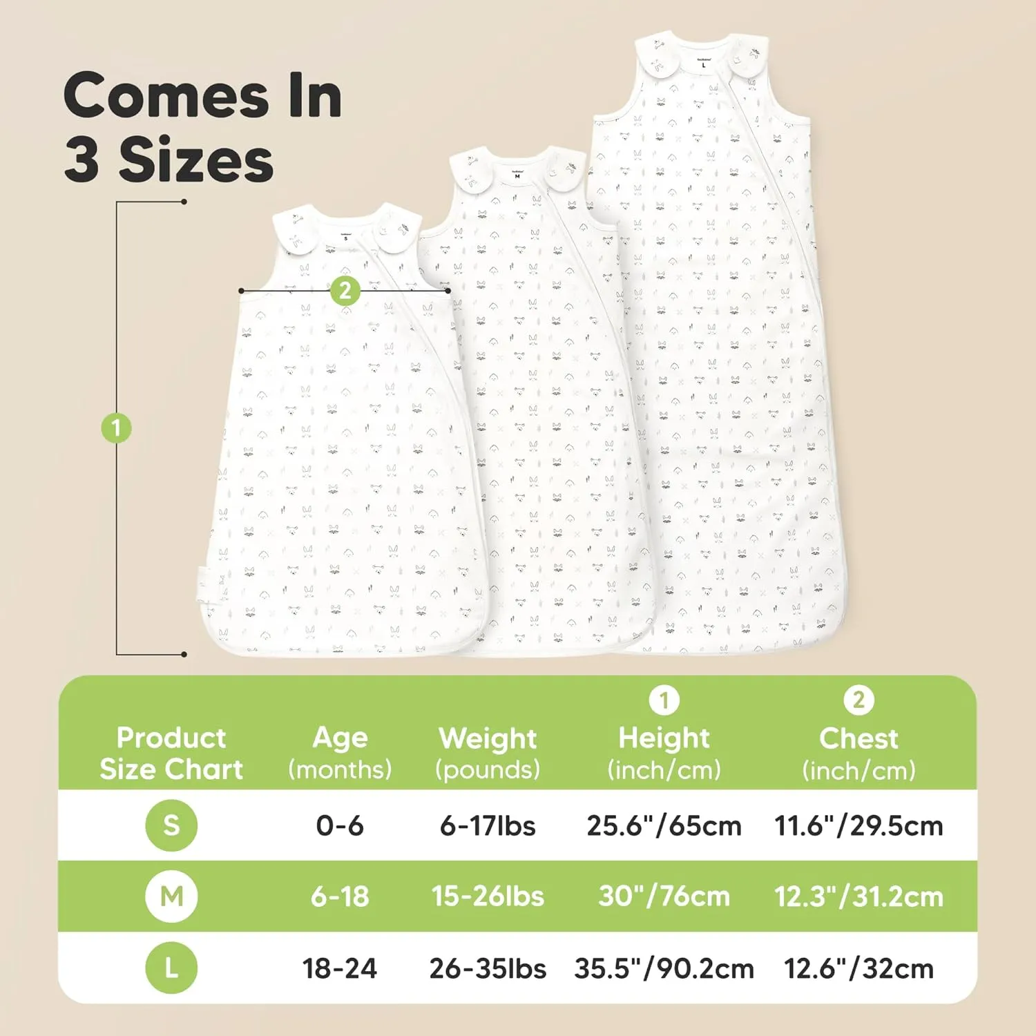 2-Pack Organic Baby Sleep Sacks, 100% Cotton - Soft & Breathable 0.5TOG Baby Wearable Blanket, Toddler Sleeping Sack 6-18 months, Easy to Wear Transitional Swaddles for Newborns, Infants (Nordic, M)