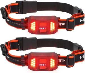 2 Pack USB Rechargeable Led Headlamps with Warning Rear Lights, Waterproof Head Mounted Flashlights for Running, Cycling, Camping, Fishing