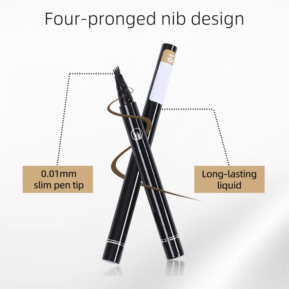 2 PCS 4 Head Split Waterproof Long lasting Wild Eyebrow Pencil, 2025 New 3D Microblading Waterproof Magic Eyebrow Pencil, Natural Makeup Fine Stroke Eyebrow Tattoo Pencils (#04)