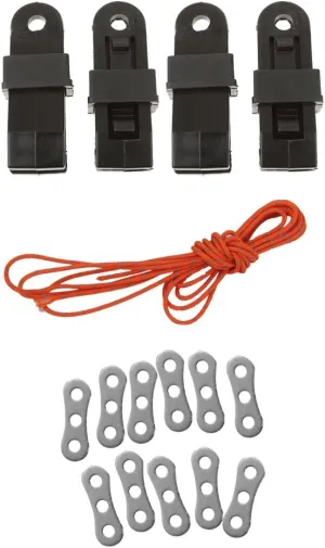 20m Reflective Tent Cord with 10 Rope Tensioners and 4 Tarp Clips for Camping and Outdoor Use