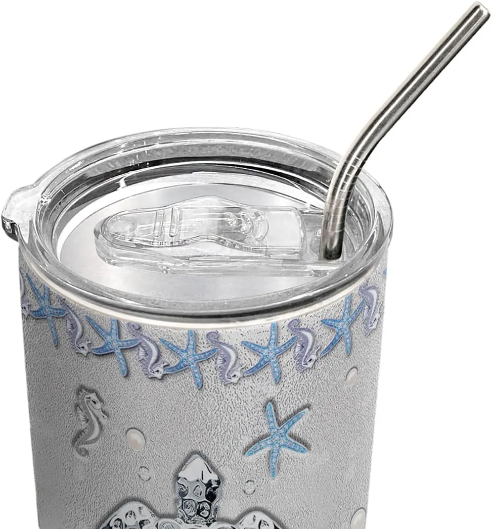 20oz Printed Jewelry Sea Turtle Tumbler, Gifts for Turtle Lovers, Ocean, Beach Gifts, Coffee Thermos for Women, Stainless Steel Double Wall Vacuum Insulated Coffee Mug, Travel Cup with Lid
