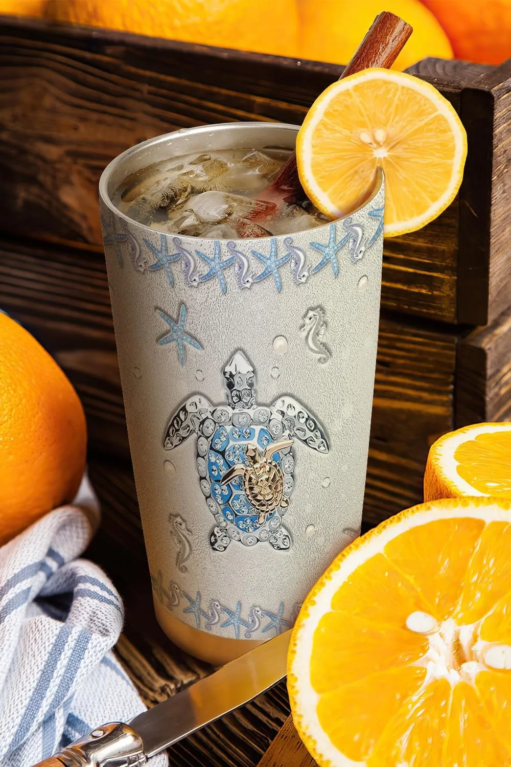 20oz Printed Jewelry Sea Turtle Tumbler, Gifts for Turtle Lovers, Ocean, Beach Gifts, Coffee Thermos for Women, Stainless Steel Double Wall Vacuum Insulated Coffee Mug, Travel Cup with Lid