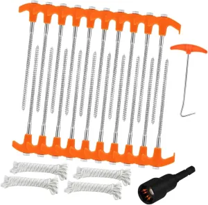 20Pcs Camping Tent Stakes Tent Pegs Sturdy and Hex Drill Driver Windproof Ground Stakes for Trip Hiking Yard Tent Tarp Gardening