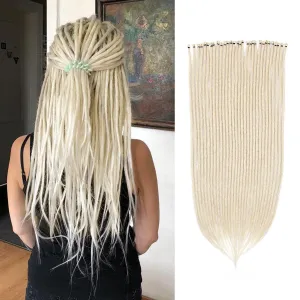 24 inch 30 pcs Dreadlock Extensions, Single Ended Thin 0.6cm Brownish Blonde Dreads Extensions, Synthetic Dreadlock Extensions Reggae Hippie Crochet Dreads for Women