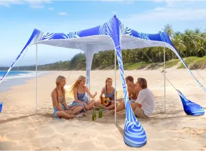 2PM SPORTS Beach Tent Conopy with UPF50 , Outdoor Large Beach Sun Shade Shelter for Family Picnic Camping Travel Shore, 8 Sandbags, Sand Shovel, Portable Ground Pegs (Areca Palm, 10x10 FT)