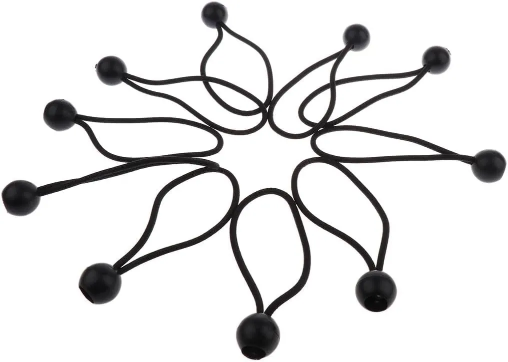 2x10 Pieces 16cm Heavy Duty Ball Bungee Cord Tie Down Strap Canopy Tarp Secure Black