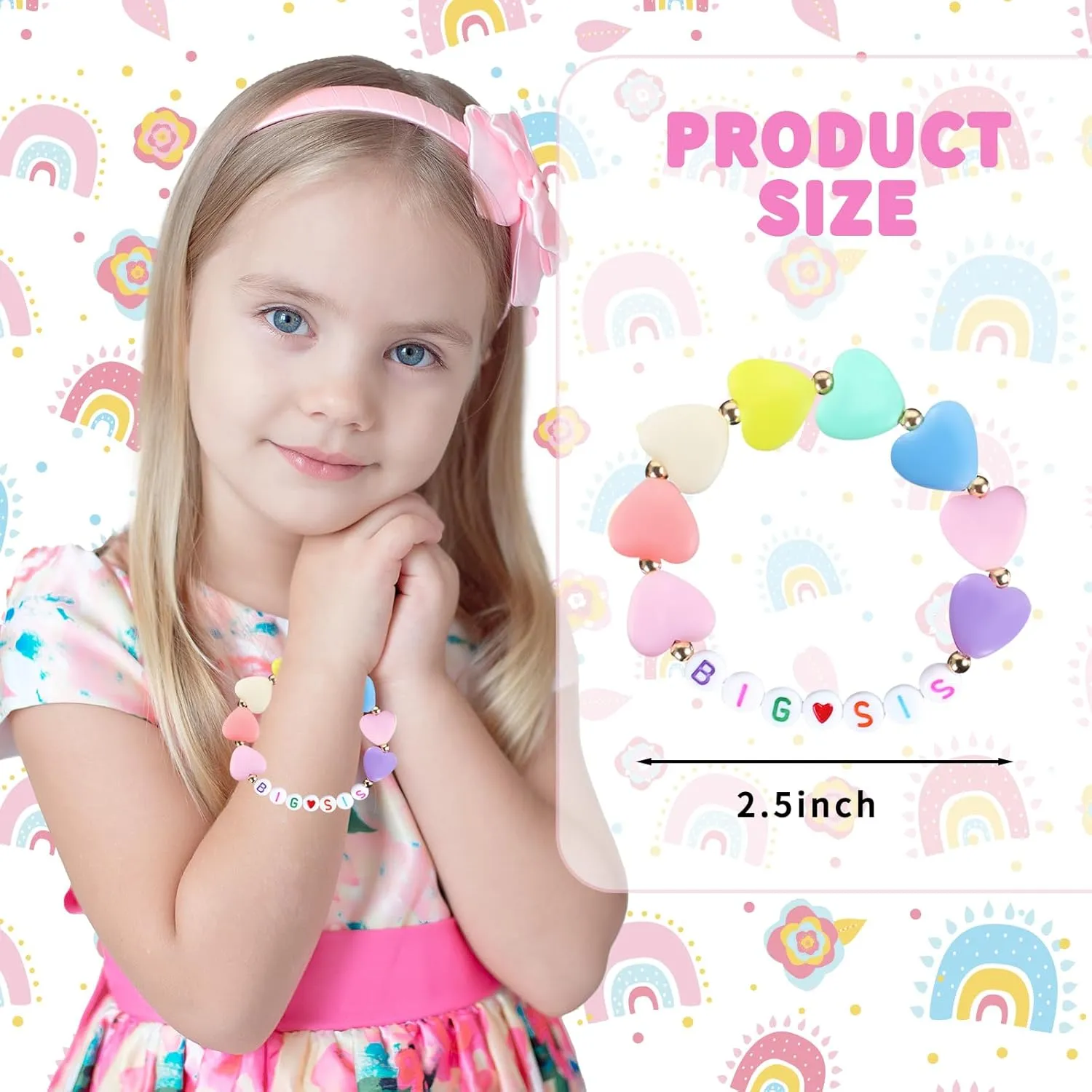 3 Pcs Big Sister Gift Set - Pink Insulated Acrylic Tumbler, Mini Canvas Tote Bag, Bracelet for Girls - Birthday Gift