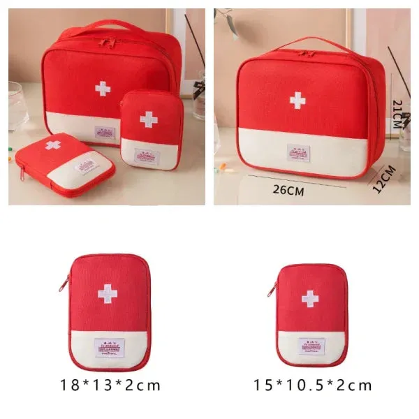 3 Pcs/Set Portable Medical Storage Bag – First Aid Kit Organizer for Travel & Camping