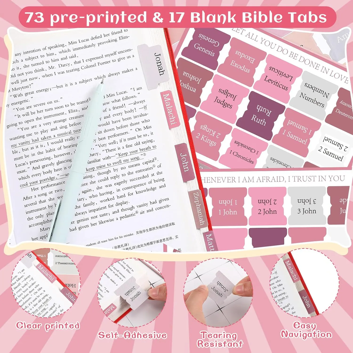 33 Pcs Bible Study Supplies Journaling Kit for Women Bible Highlighters and Pens No Bleed with Pen Case Tabs Washi Tapes Sticky Notes Paper Clips and Markers Book Annotation Set(Pink)