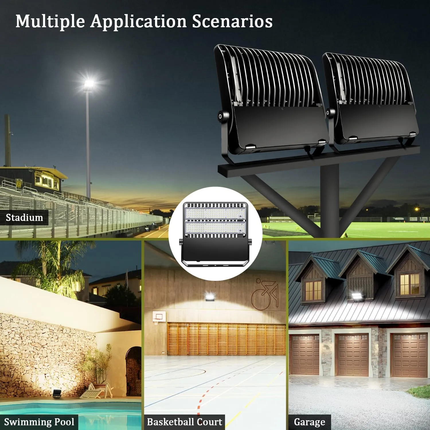 36000LM LED Stadium Flood Light Commercial 1500W Equivalent LED Arena Lighting Wall Mount Floodlights Outdoor 5500K 85-277V Waterproof 240W Shoebox Fixture for Court,Street,Yard 3 Pack