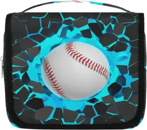 3D Baseball Hanging Travel Toiletry Bag for Kids, Women Cosmetic Organizer Makeup Bag Pouch Men Shaving Dopp Kit Shower Bag With Sturdy Hook
