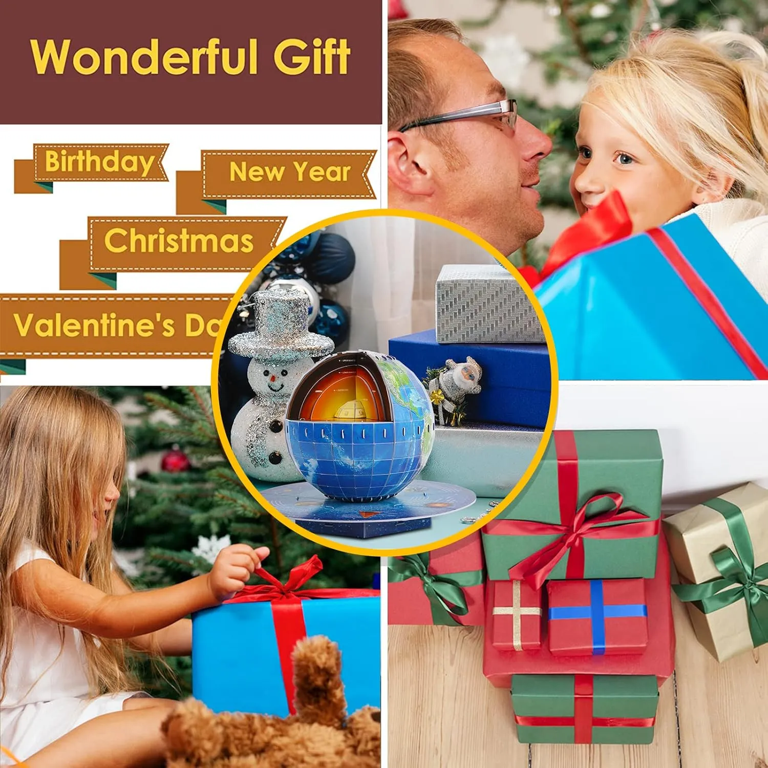 3D Puzzles for Kids Ages 8-10-12-14 Earth Globe DIY Geography Puzzle, Educational Learning Toys 3D Jigsaw World Globe Map Model Kit Teaching Aids Birthday Christmas Gift for Boys Girls, 50 Pieces